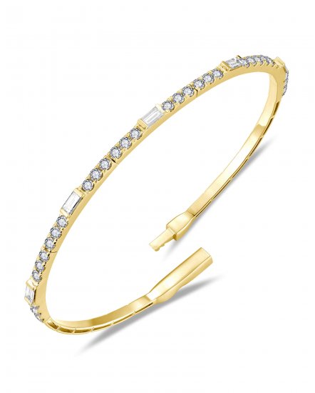 BAGUETTE DIAMOND FLEXIBLE BANGLE BRACELET (TB995)