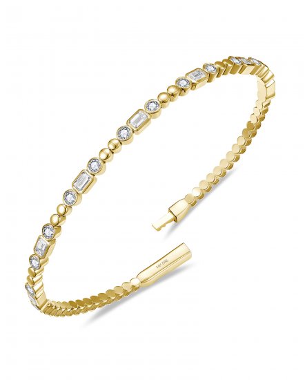 EMERALD CUT DIAMOND FLEXIBLE BANGLE BRACELET (TB996)