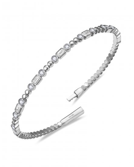 EMERALD CUT DIAMOND FLEXIBLE BANGLE BRACELET (TB996)