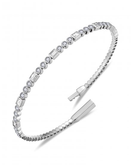 BAGUETTE DIAMOND FLEXIBLE BANGLE BRACELET (TB997)