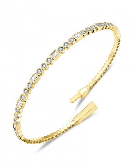 BAGUETTE DIAMOND FLEXIBLE BANGLE BRACELET (TB997)