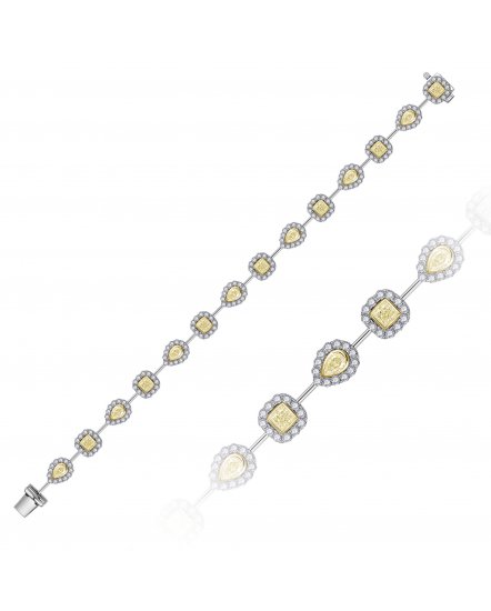 MULTI TONE PEAR CUSHION DIAMOND BRACELET (TB999)