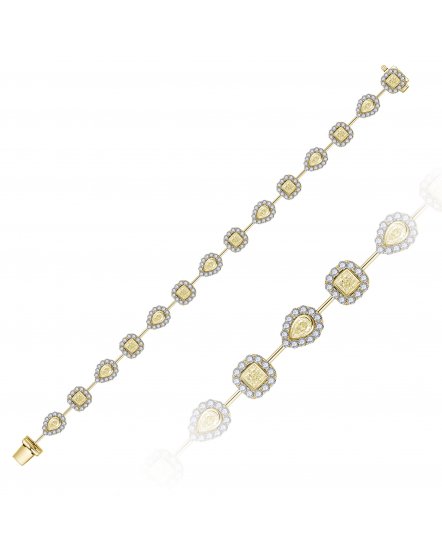 MULTI TONE PEAR CUSHION DIAMOND BRACELET (TB999)