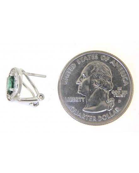 OVAL EMERALD DIAMOND OMEGA BACK (TE1012)