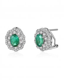 OVAL EMERALD DIAMOND OMEGA BACK (TE1016)
