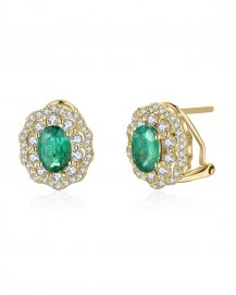 OVAL EMERALD DIAMOND OMEGA BACK (TE1016)