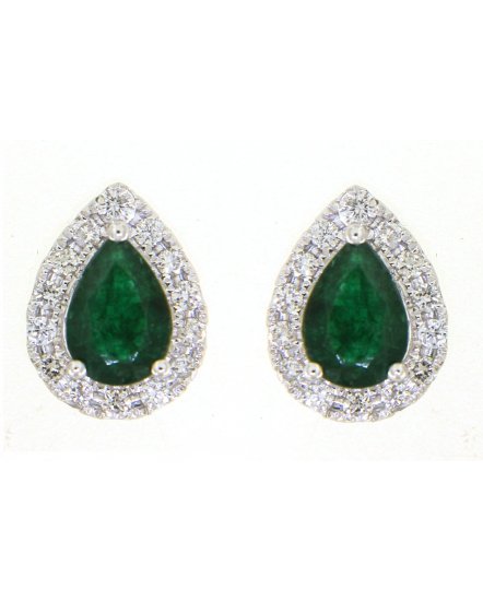PEAR EMERALD DIAMOND STUDS (TE1044)