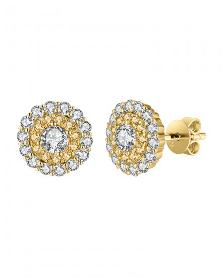 MULTI TONE ROUND DIAMOND STUDS (TE1060)