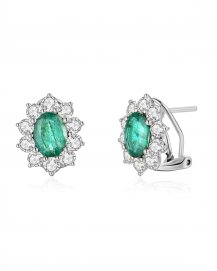 OVAL EMERALD DIAMOND OMEGA BACK (TE1079)