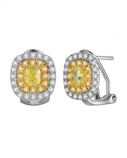 MULTI TONE CUSHION DIAMOND OMEGA BACK (TE1097)