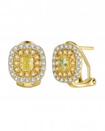 MULTI TONE CUSHION DIAMOND OMEGA BACK (TE1097)