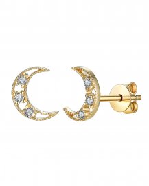 CRESCENT MOON DIAMOND STUDS (TE1119)
