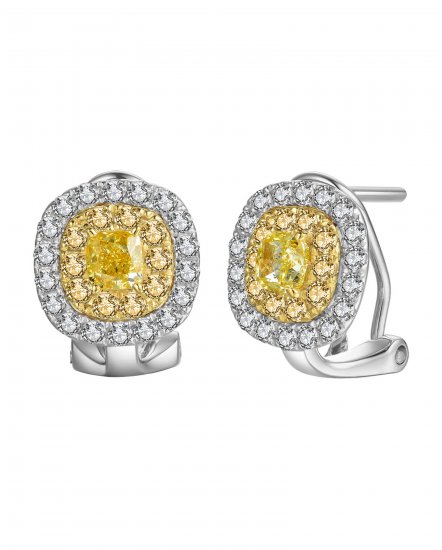 MULTI TONE CUSHION DIAMOND OMEGA BACK (TE1129)