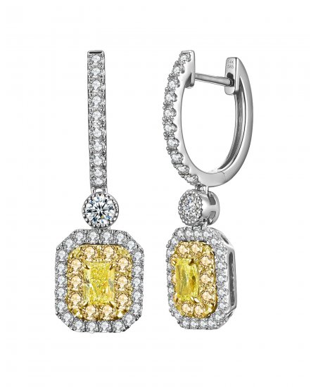 MULTI TONE EMERALD CUT DIAMOND DANGLING (TE1185)