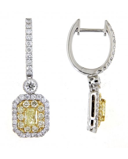 MULTI TONE EMERALD CUT DIAMOND DANGLING (TE1185)