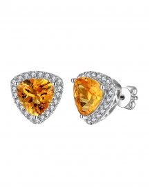 TRIANGLE SHAPE CITRINE DIAMOND STUDS (TE1190)