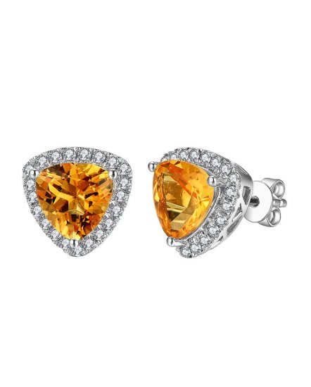 TRIANGLE SHAPE CITRINE DIAMOND STUDS (TE1190)