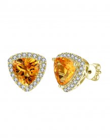 TRIANGLE SHAPE CITRINE DIAMOND STUDS (TE1190)