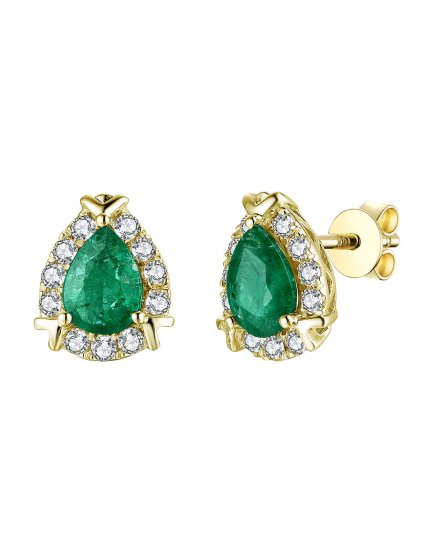 PEAR EMERALD DIAMOND STUDS (TE1195)