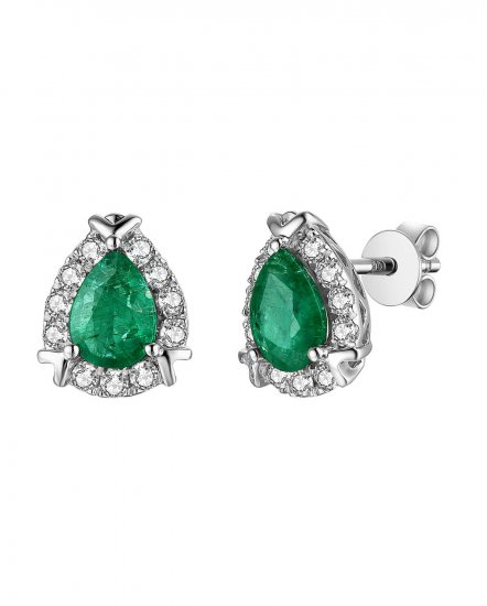 PEAR EMERALD DIAMOND STUDS (TE1195)
