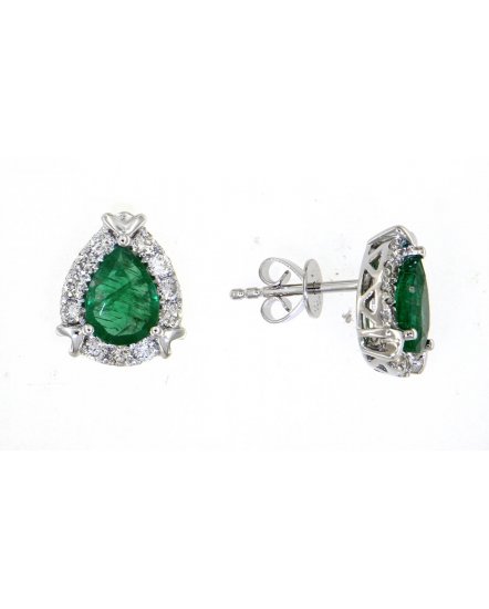 PEAR EMERALD DIAMOND STUDS (TE1195)