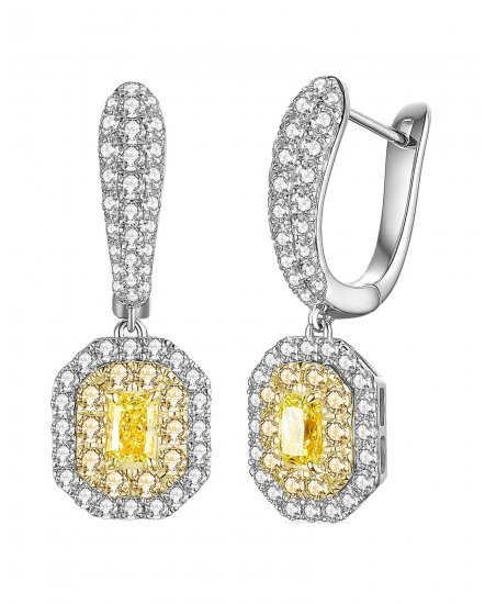 MULTI TONE EMERALD CUT DIAMOND DANGLING (TE1200)