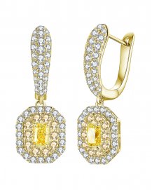 MULTI TONE EMERALD CUT DIAMOND DANGLING (TE1200)