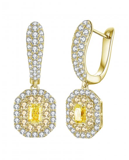 MULTI TONE EMERALD CUT DIAMOND DANGLING (TE1200)