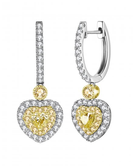 MULTI TONE HEART SHAPE DIAMOND DANGLING (TE1202)