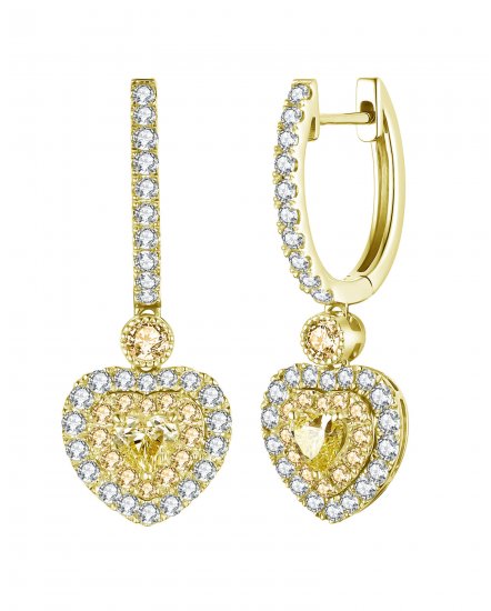 MULTI TONE HEART SHAPE DIAMOND DANGLING (TE1202)
