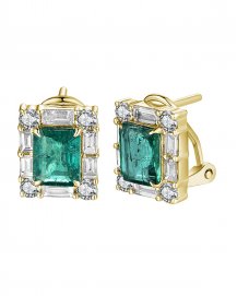 EMERALD CUT DIAMOND OMEGA BACK (TE1225)