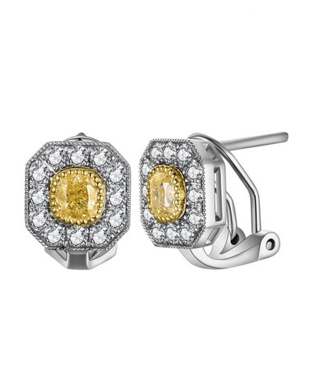 MULTI TONE CUSHION DIAMOND OMEGA BACK (TE1228)