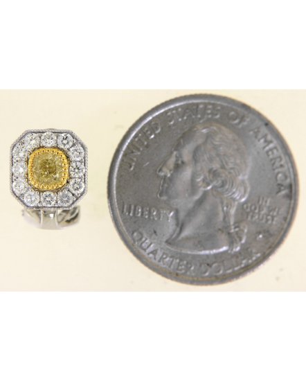 MULTI TONE CUSHION DIAMOND OMEGA BACK (TE1228)