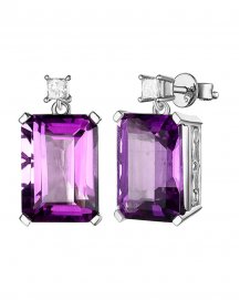 EMERALD CUT  AMETHYST DIAMOND DANGLING (TE1231)