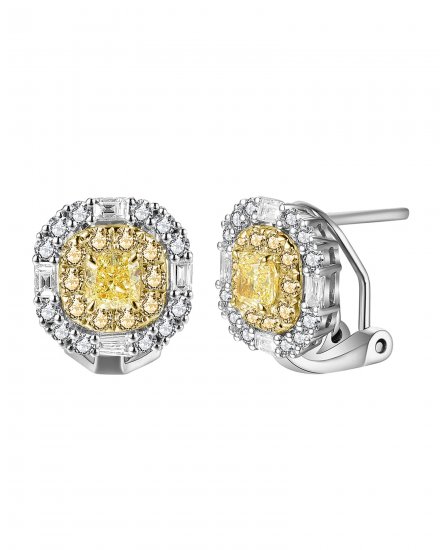 MULTI TONE CUSHION DIAMOND OMEGA BACK (TE1239)