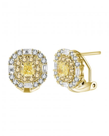 MULTI TONE CUSHION DIAMOND OMEGA BACK (TE1239)