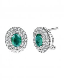 OVAL EMERALD DIAMOND OMEGA BACK (TE1264)