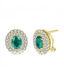 OVAL EMERALD DIAMOND OMEGA BACK (TE1264)