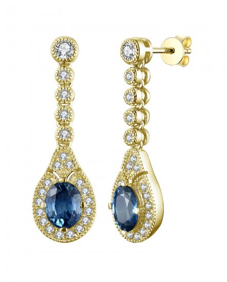 OVAL SAPPHIRE DIAMOND DANGLING (TE1267)