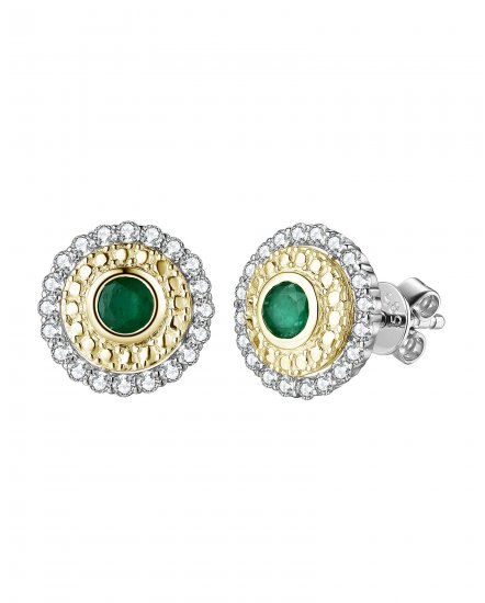 ROUND SHAPE EMERALD DIAMOND STUDS (TE1276)