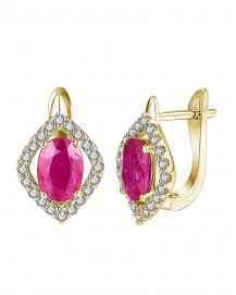 OVAL COLORED STONE DIAMOND EARRINGS (TE1355)