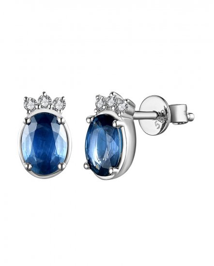 OVAL SAPPHIRE DIAMOND STUDS (TE1384)