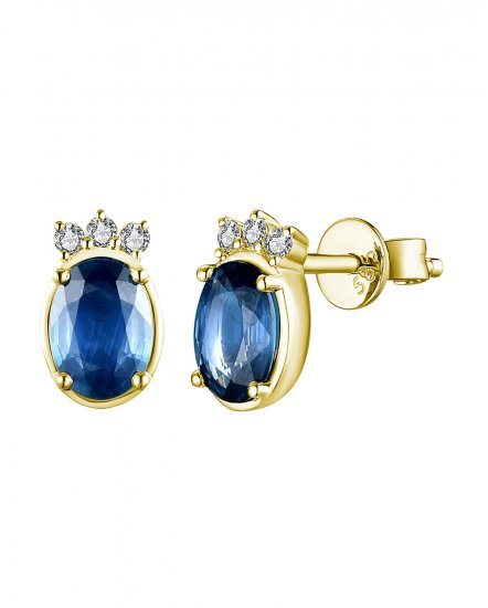 OVAL SAPPHIRE DIAMOND STUDS (TE1384)