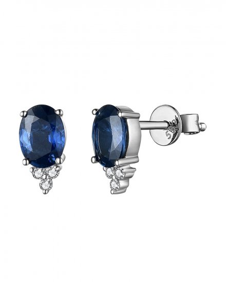 OVAL SAPPHIRE DIAMOND STUDS (TE1403)
