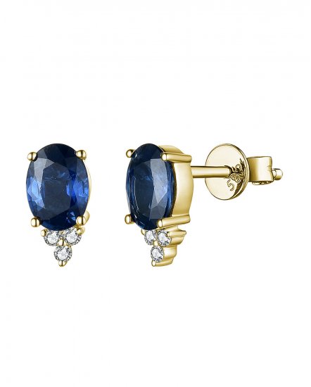 OVAL SAPPHIRE DIAMOND STUDS (TE1403)