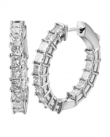 INSIDE OUTSIDE PRINCESS CUT DIAMOND HOOPS (TE1446)