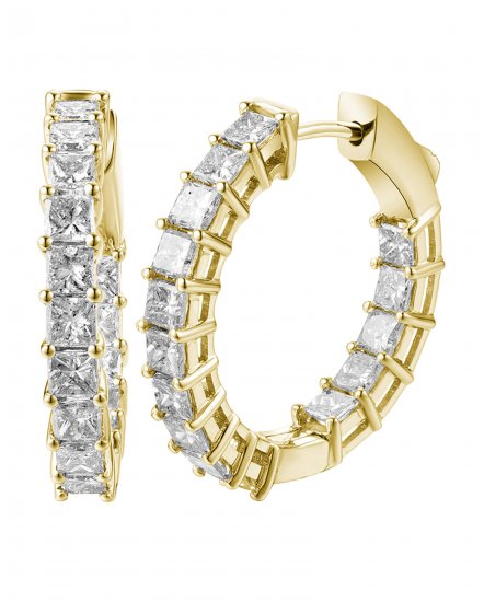 INSIDE OUTSIDE PRINCESS CUT DIAMOND HOOPS (TE1446)
