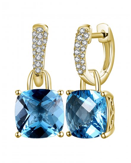 CUSHION SWISS BLUE TOPAZ DIAMOND DANGLING (TE1456)