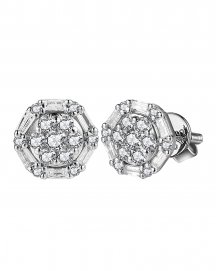 ROUND SHAPE BAGUETTE DIAMOND STUDS (TE1468)