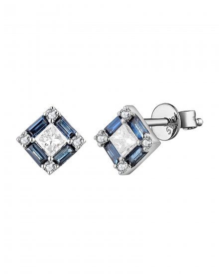 BAGUETTE SAPPHIRE DIAMOND STUDS (TE1476)